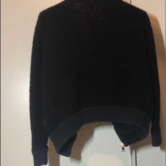 Black Fuzzy Gap Zip-Up Sweater - Picture 6 of 6